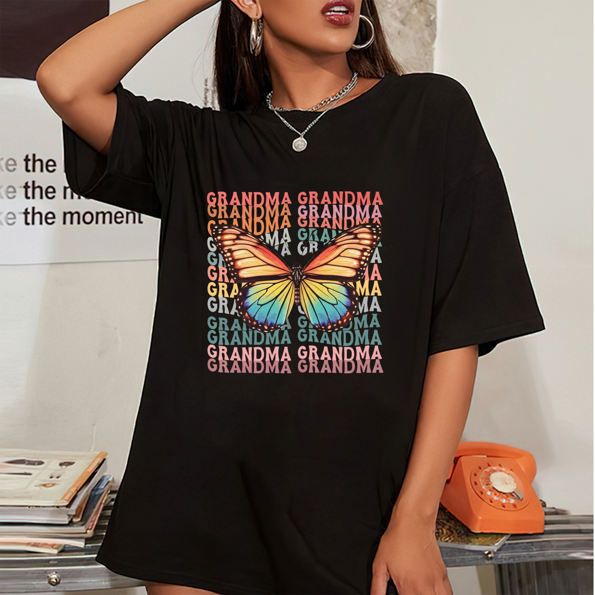 Pink Butterfly Grandma T-shirt