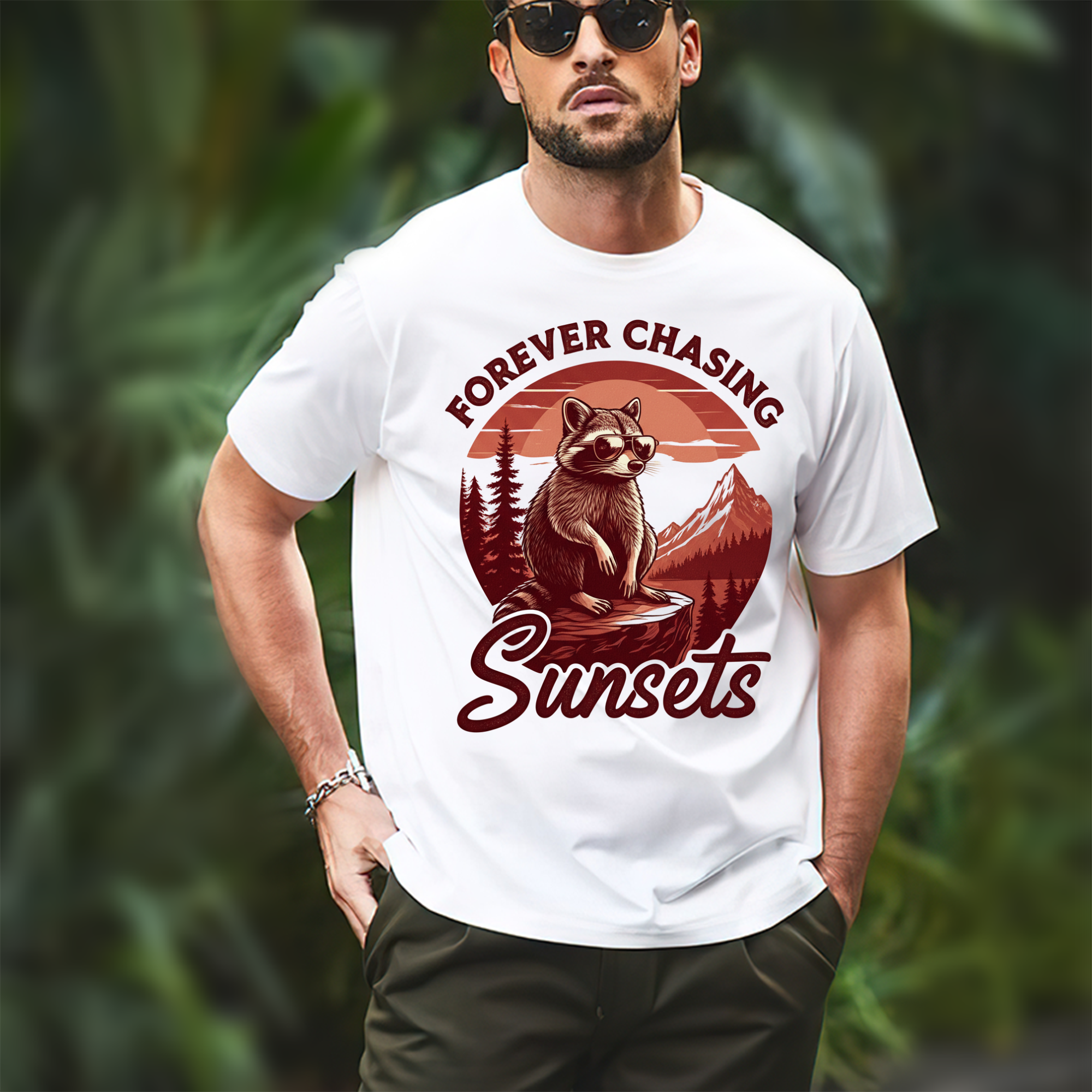 Sunset Raccoon Explorer Shirt