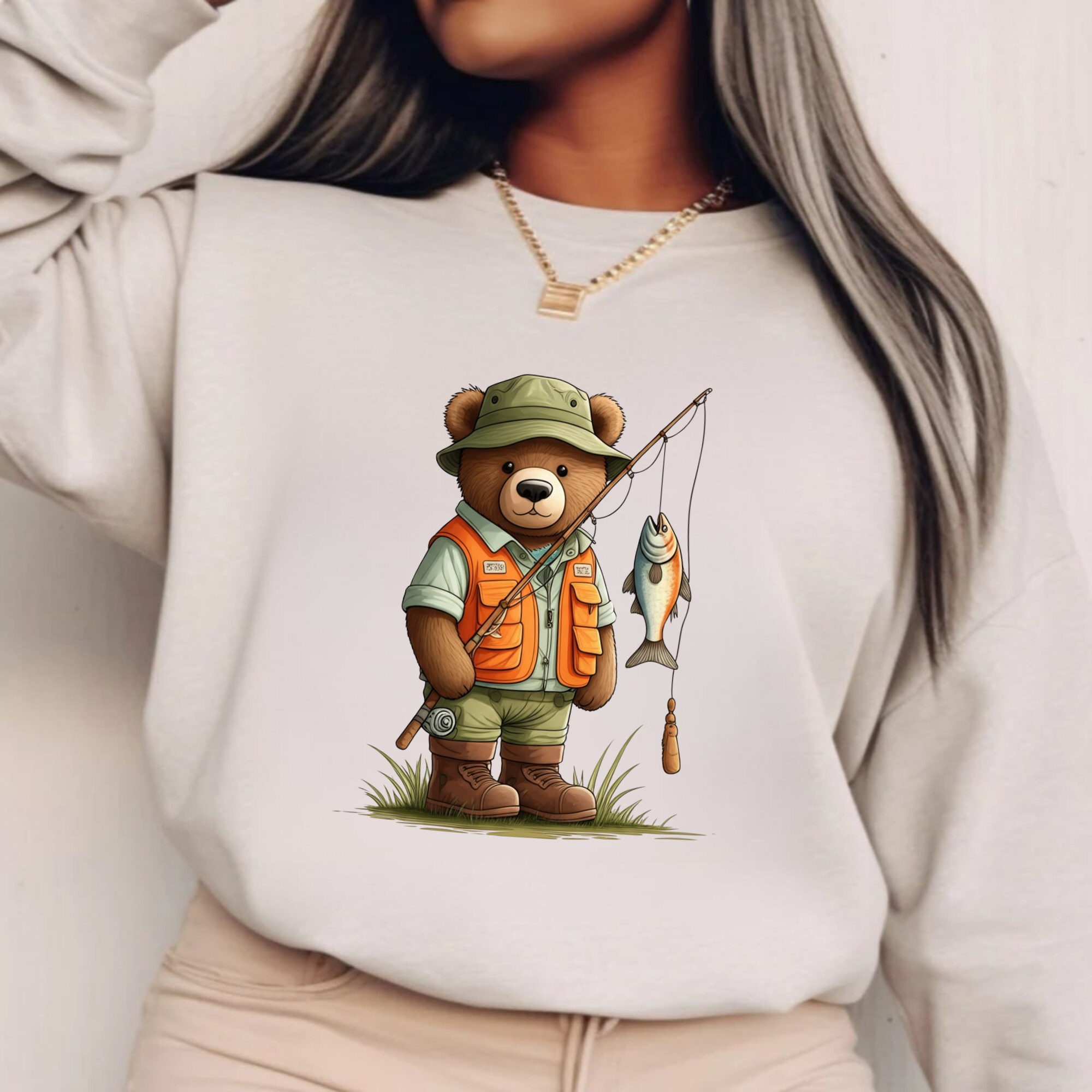 Cute Fishing Bear Sweatshirt