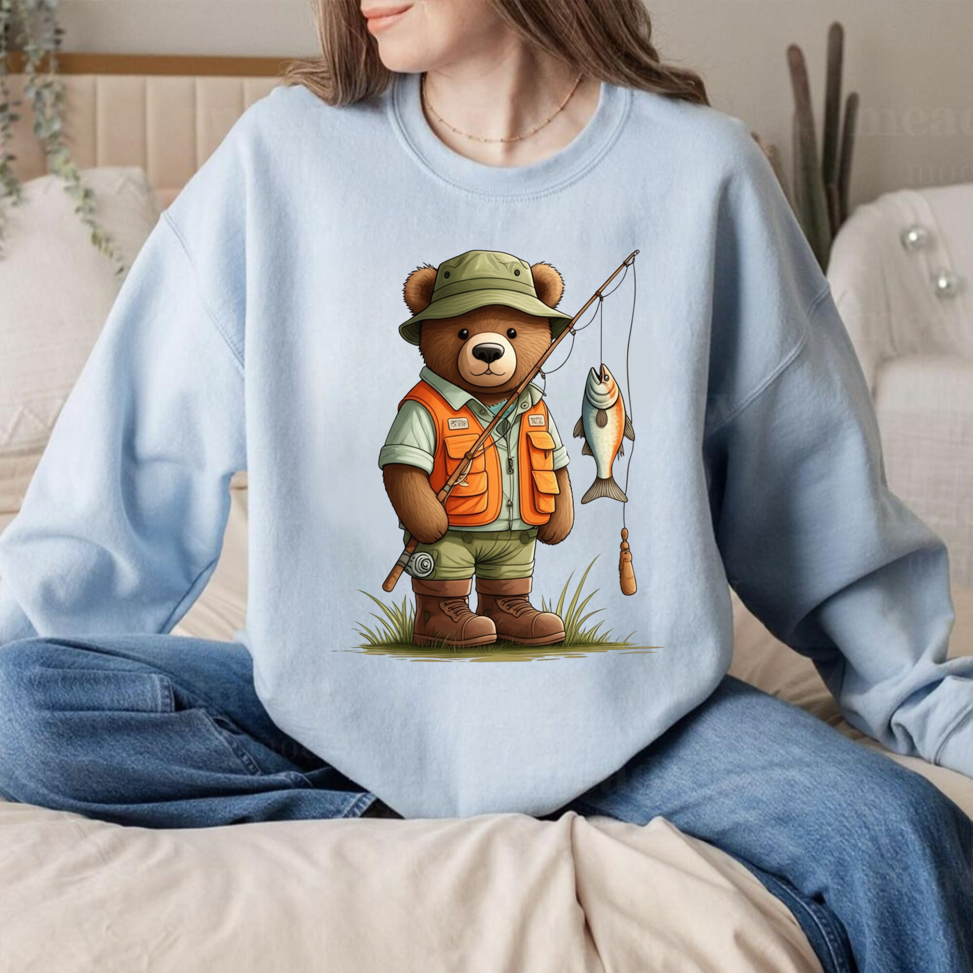 Cute Fishing Bear Sweatshirt